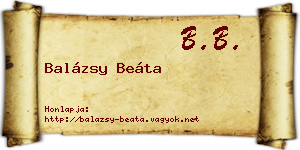 Balázsy Beáta névjegykártya