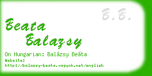 beata balazsy business card