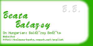 beata balazsy business card